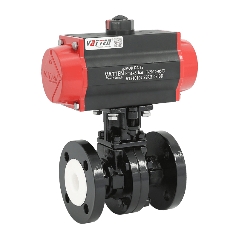 Pnömatik Flor Kaplı Flanşlı Küresel Vana